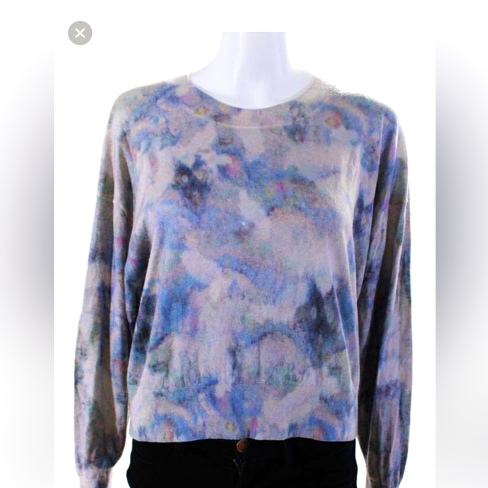IRO Womens Merion Wool Silk Knit Abstract Crew Neck Sweater Top Purple Size M